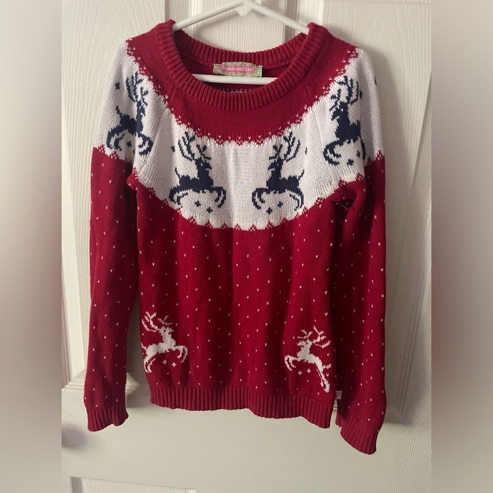 Sophie and Sam Holiday Winter reindeer Sweater Youth Large Size 6